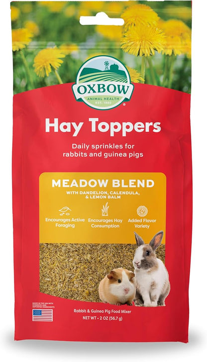 Oxbow Hay Toppers Meadow Blend, Bunny Treats, Foraging Enrichment for Rabbits, Chinchillas, Guinea Pigs, and Other Small Herbivores, Timothy Hay Topper, Premium Rabbit Food Additive, 2oz