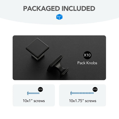 HOME EDIT 10 Pack Single Hole Matte Black Cabinet Knobs Solid Zinc Alloy Pulls for Kitchen Cupboard & Drawer Hardware