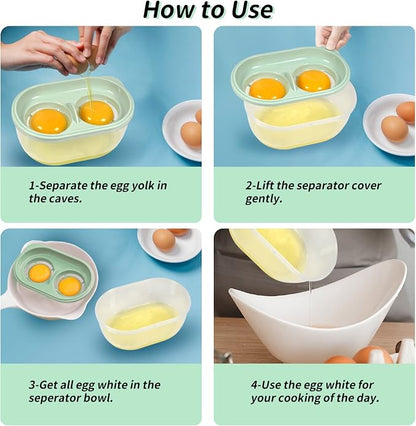 Egg White Separator with Egg Beater, Egg Separator for Raw Egg, Egg White Filter Storage Box Food Grade Level Kitchen Gadgets Egg Separator for Kitchen Cooking