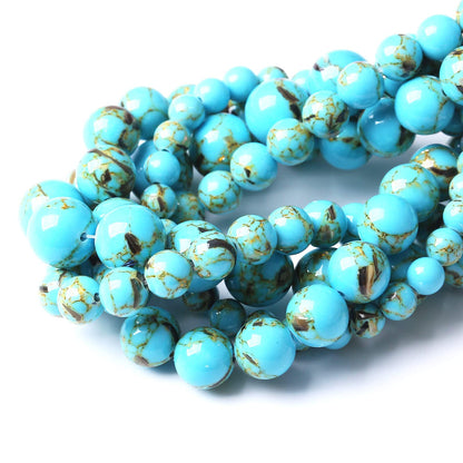 32PCS 12MM Beads Shell Turquoise Beads with Mother-of-Pearl Round Loose Beads Natural Gem Beads for Jewelry Making 15"