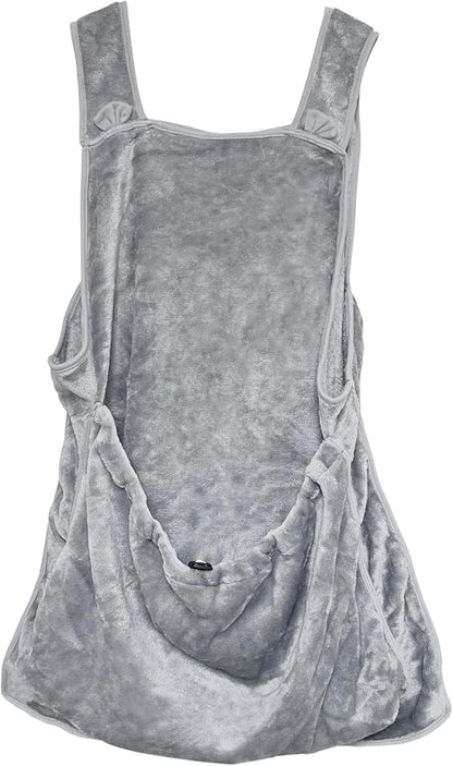 Pet Plush Carrier Apron with Adjustable Sleeping Bag Hands Free Sling Holder Cat Carrying Bonding Pouch for Small Dogs and Cats (Dark Gray)