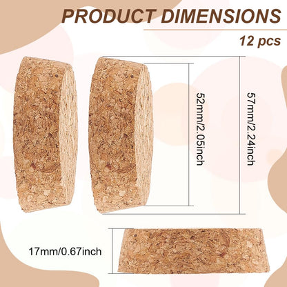 BENECREAT 12 Pcs Cork Bottle Stoppers, Cork Plug, Replacement Corks for Wines, Decorative Bottles, Jars, Arts, DIY Crafts, 2.2 inch in Diameter
