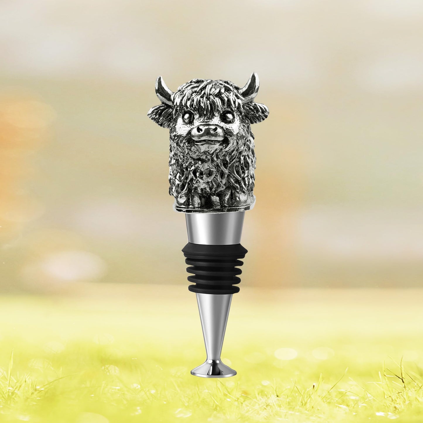 Highland Cow Wine Bottle Stopper, Highland Cow Gifts with Gift Box, Wine Gifts Christmas Birthday Gifts for Women Men, Wine Stopper for Wine Champagne Prosecco