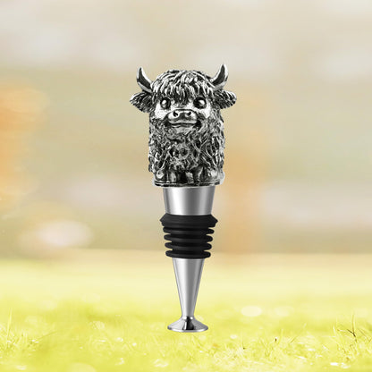 Highland Cow Wine Bottle Stopper, Highland Cow Gifts with Gift Box, Wine Gifts Christmas Birthday Gifts for Women Men, Wine Stopper for Wine Champagne Prosecco