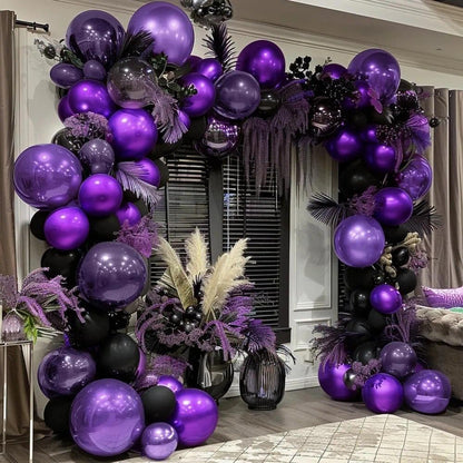 Purple and Black Balloons Dark Purple Balloon Garland Arch Lavender Lilac Kit For Wednesday Birthday Halloween Vampire Retirement Graduation Prom Party Decoration
