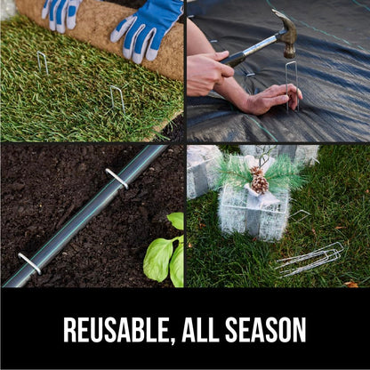 GORILLA GRIP Premium Landscape Staples 50 Pack 6 Inch, Heavy Duty 11 Gauge Galvanized Steel Garden Stakes, Sharp Rust Resistant Landscaping Pins, Lawn Anchors for Weed Barrier Fabric, Sod, Irrigation
