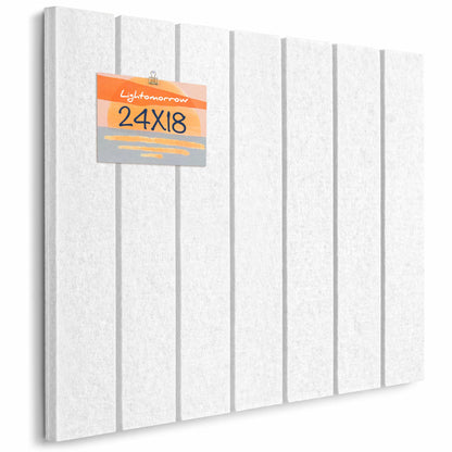 Lightomorrow Bulletin Board, 24 x 18 inches Felt Board Decorative Pin Board, 4' x 3' Cork Board Alternative for Wall, Foldable Photo Board with 20 Pushpins - White Stripes