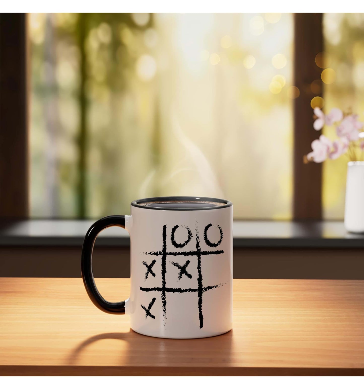 Noughts And Crosses Shirt Halloween Board Game Lazy Costume Ceramic Mug, Black/White