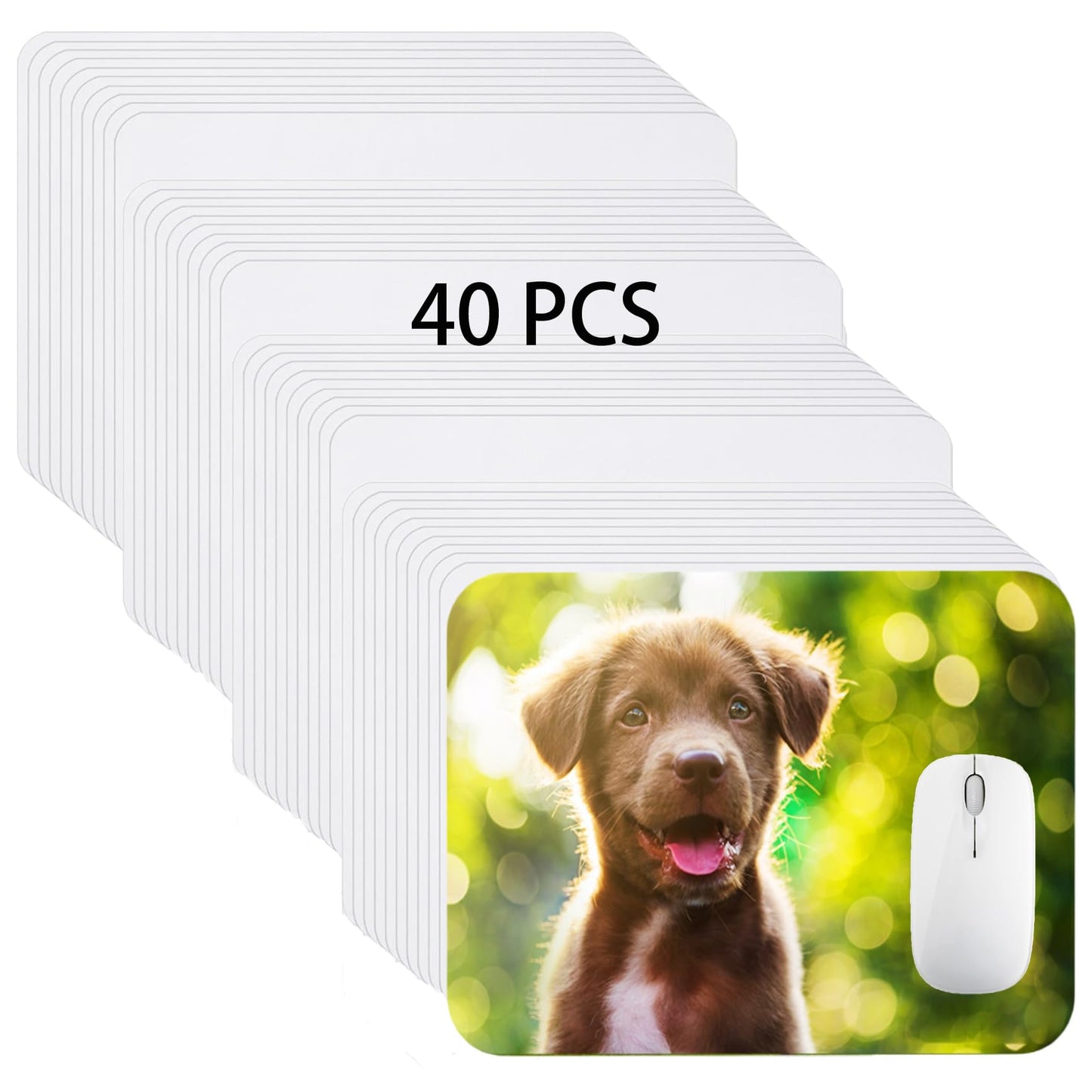 Nicunom 40 Pcs Sublimation Mouse Pad Blanks, Heat Press Printing Crafts Mousepads 3mm Thick DIY Custom Mouse Pads Anti-Slip Rubber Mouse Mat for Office Laptop Computer Gaming