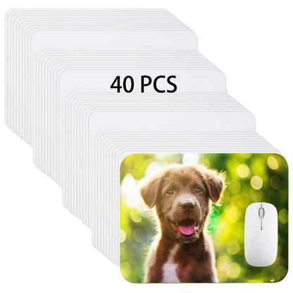 Nicunom 40 Pcs Sublimation Mouse Pad Blanks, Heat Press Printing Crafts Mousepads 3mm Thick DIY Custom Mouse Pads Anti-Slip Rubber Mouse Mat for Office Laptop Computer Gaming