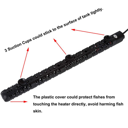 ZHGSERVU 100W/300W/500W Aquarium Heater Submersible 10-90 Gallon 300 Watt Fish Tank Heater with Durable Quartz Glass Protective Sleeve Auto Thermostat for Fresh Water and Salt Water