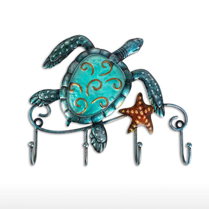 Tooarts Wall Mounted Key Holder Turtle Wall Hooks Iron Key Hook Rustic Wall Decorative Hook Living Room Bathroom Ornament