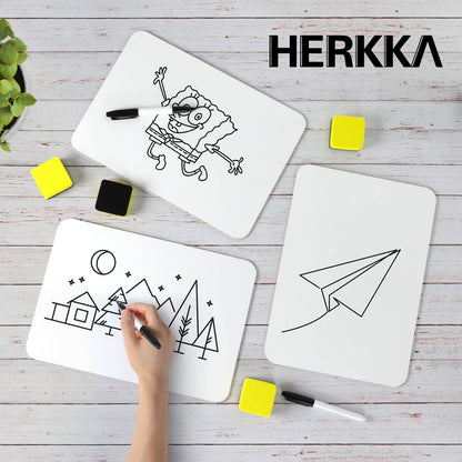 Dry Erase Lapboards, HERKKA 32 Pack Double Sided Dry Erase Lap Boards 9 x 12.5 Inch, 32 Markers, 32 Erasers, Small Dry Erase Boards for Students Classroom Teacher Supplies