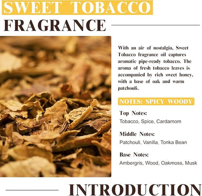 EUQEE Sweet Tobacco Fragrance Oil 2.02 Fl oz Fragrance Essential Oil with Glass Dropper for Diffuser, Aromatherapy, Soap Making (60ml)