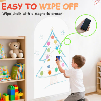 OMKSIH Arch Magnetic Wall Decal for Kids 39.3x17.5 Inch White Magnetic Chalk Board Sticker Magnet Chalkboard for Wall Peel and Stick Self Adhesive Blackboard Multifunctional for Playroom Home School