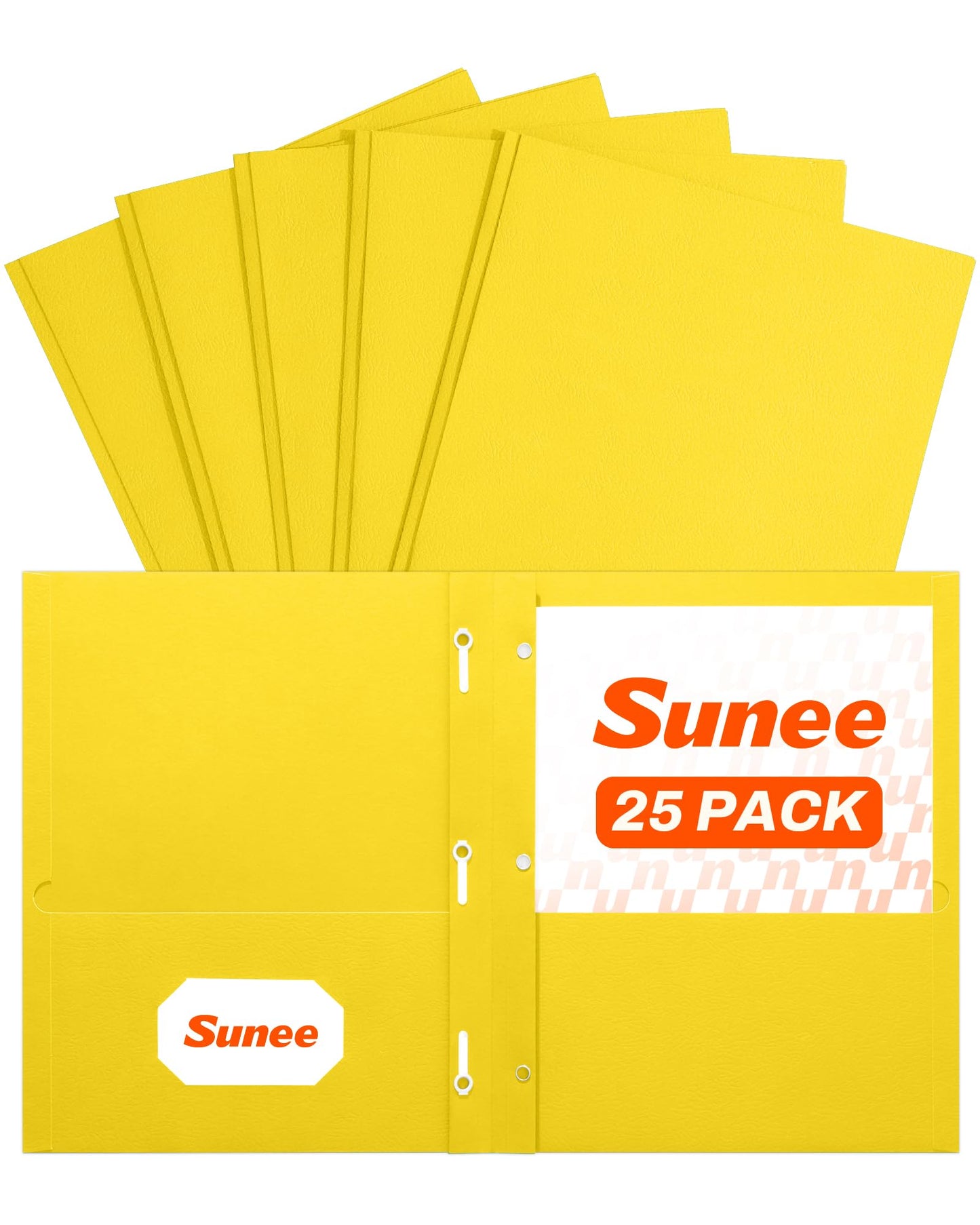 SUNEE 2 Pocket Folders with Prongs (25 Pack, Yellow), Paper Folders with 2 Pockets and 3 Prongs Fit Letter Size Paper, Folders with Prongs for School Office Home Business