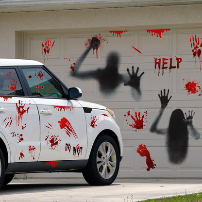 Lincia 19 Sheet Halloween Car Decorations Bloody Handprint Stickers DIY Halloween Car Accessories Horror Cars Decal Scary Blood Clings for Headlight Window Taillight Home Decor Office Party Supplies
