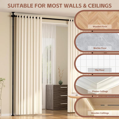 Room Divider Curtain Rod - No Drilling Partition Room Dividers for Room Separation,4-10ft (H) 28-120inch(W) Adjustable Floor to Ceiling Portable Room Divider Wall Partitions Space Separator