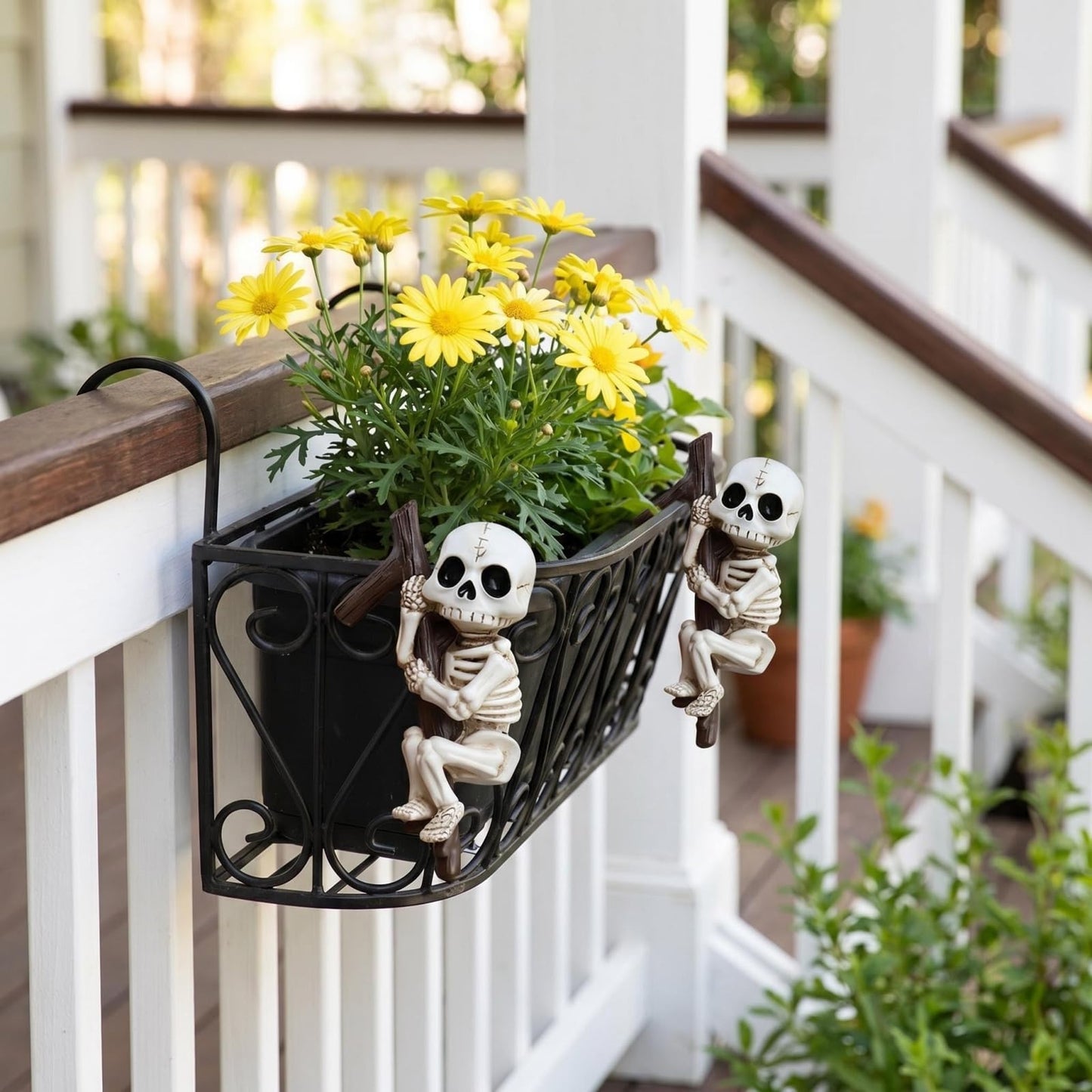 KKpxafl 2-Piece Skeleton Pot Huggers for Planters, Climbing Plant Decor