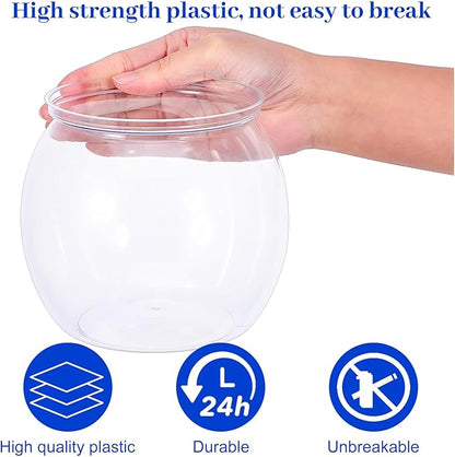 InnoHHustle Mini Plastic Fish Bowl 30 oz Decorative Small Fish Tank Unbreakable Aquarium Starter Kit for Centerpiece Vases Party Decorations