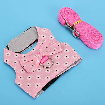 GLOGLOW Small Pet Leash Vest, Soft Fabric Rabbit Harness and Guinea Pig Carrier for Small Pets with Adjustable Straps, Great for Indoor and Outdoor Activities (S)
