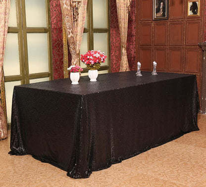 Juya Delight 60" x 102" Black Sequin Tablecloth Rectangle Sequin Table Cover for Wedding Birthday Party Festival Ceremony Cake Dessert Table