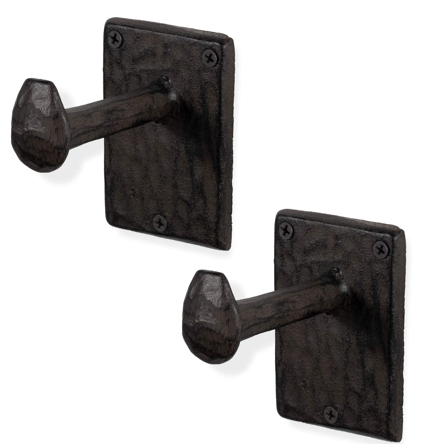 Rustic State Billow Wall Mount Cast Iron Hooks Coat Towel Bag Hat Hanger Multiuse Entryway Railroad Spike Rack Black Set of 2