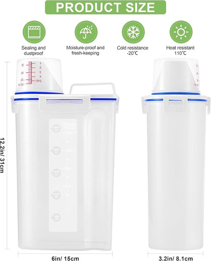 2 Pcs 5.5Lbs Rice Dispenser Storage Containers, Rice Container with Measuring Cup & Pour Spout, Kitchen Plastic Airtight Container for Cereal, Grain, Flour, Sugar, Oatmeal, Dry Pet Dog Food
