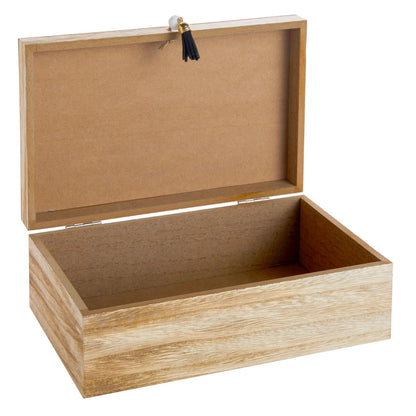 Juvale Wooden Box with Hinged Lid - Jewelry Storage for Rings & Trinkets - Decorative Storage Box for Coffee Table & Nightstand - 9.5 x 5.9 x 3.2 in, Pack of 1, Brown