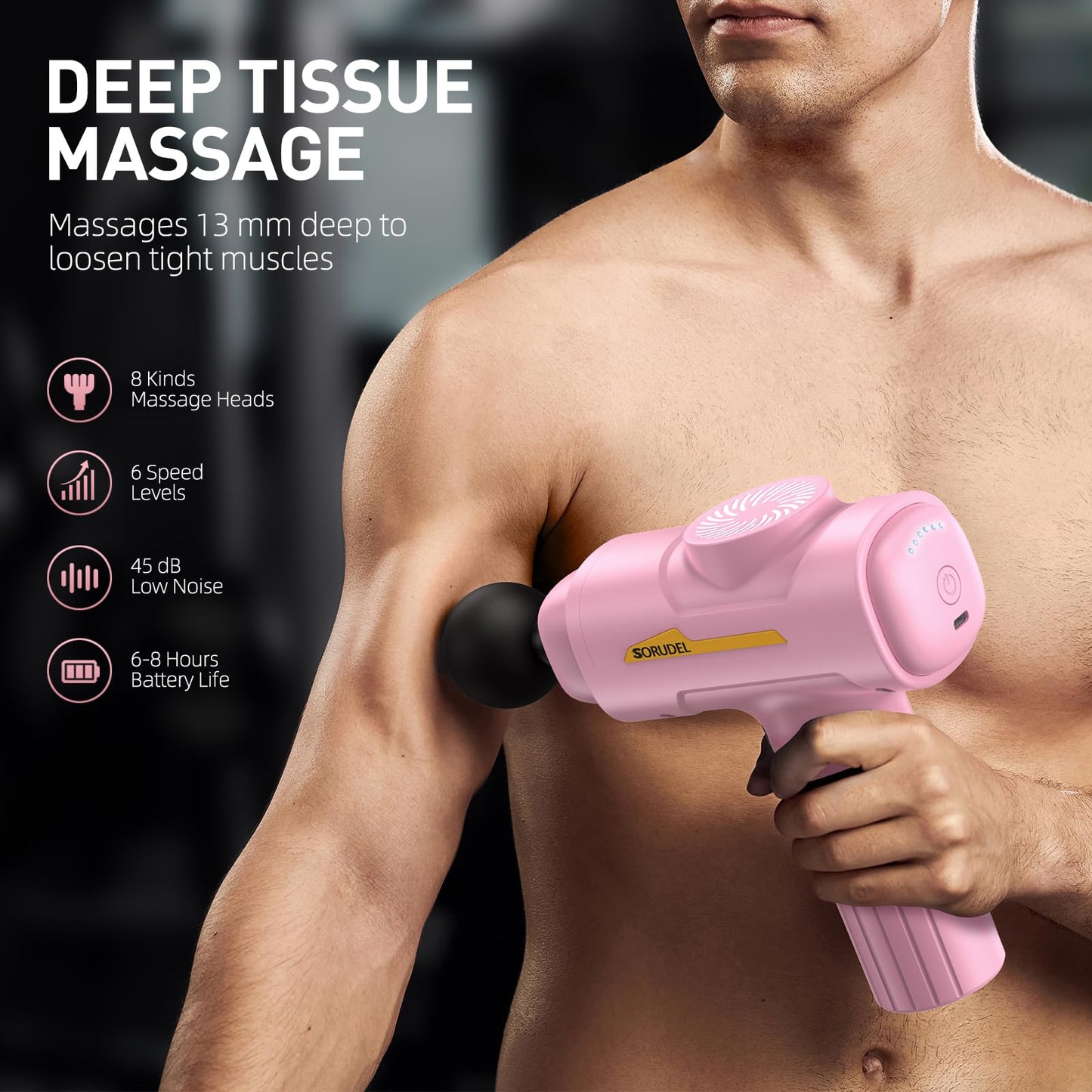 Massage Gun,Massage Gun Deep Tissue for Pain Relief with 7 Massage Heads & 6 Speeds and Carrying Case (Green)