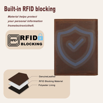 HIDO RFID Passport Holder for Men, Slim Leather Travel Wallet with Airtag Slot & RFID Blocking