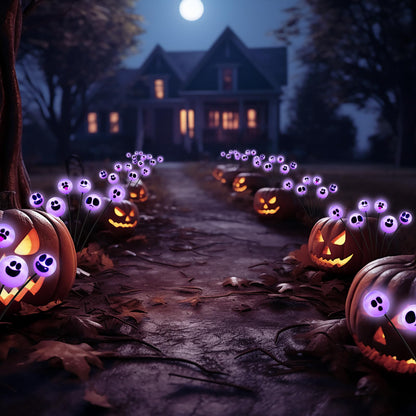 Tuanse 4 Pcs Outdoor Halloween Decorations Waterproof Halloween Solar Lights Scary Ghost Lights for Garden Yard Lawn Pathway (Purple)