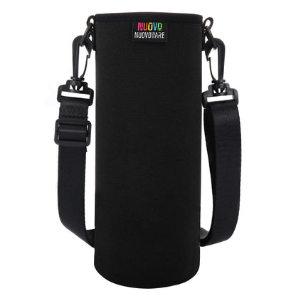 Nuovoware Water Bottle Carrier Bag, Premium Neoprene Portable Insulated Water bottle Sling Holder Bag 750ML with Adjustable Shoulder Strap for Men Women Hiking, Sling Bottle Bag Case, Black