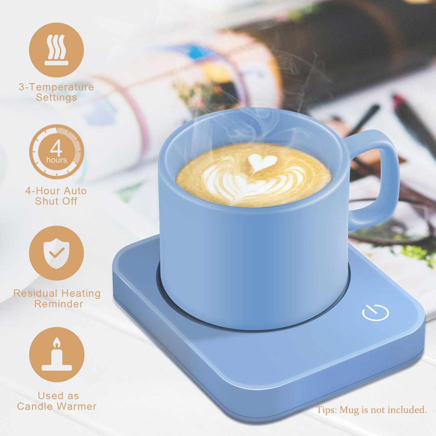 VOBAGA Mug Warmer Set, Coffee Warmer for Desk with 11oz Ceramic Mug, Auto Shut Off & 3-Temp Settings, Smart Coffee Cup Warmer, Home Office Essentials Coffee Set
