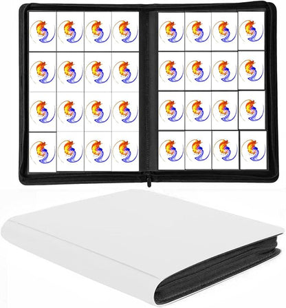 Trading Card Binder 16 Pocket, 1664 Pockets Ringless PU Cover Card Collection Binder, Double Sided Card Binder Collector Album, Card Folder for MTG, TCG, Sports Cards, Game Card (White, 16Pockets)