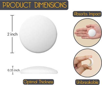Door Stoppers - Medium 2" (12 Pack) - Door Stoppers for Wall with Strong Back Adhesive - Quiet and Shock Absorbent Silicone Wall Protectors from Door Knobs - Protects Every Surface - White