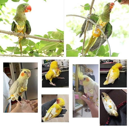 Diaper Flight Suite Liners for Birds Protective Nappy with Waterproof Inner Layer Cute Urine Wet Suit for Parrot Macaw African Budgies Conure Monk Parakeet (S,White)