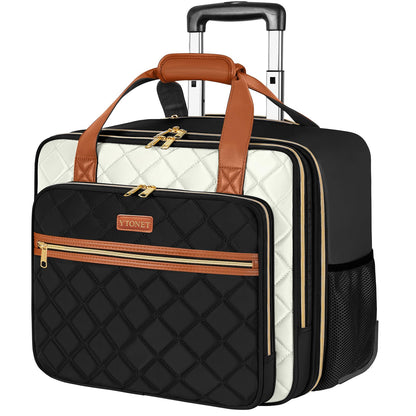 Ytonet Rolling Briefcase for Women, Extra Large Rolling Laptop Bag Fits 18 Inch Laptop, Computer Bag with wheels for Work Travel College Business Overnight Wife Mom Teacher, Black Brown