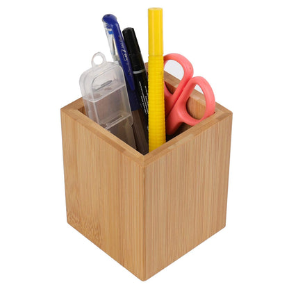 Tosnail 2 Pack Bamboo Pen Holder Pencil Holder for Desk, Makeup Brush Organizer Marker Pen Storage Cup for Office, School and Home