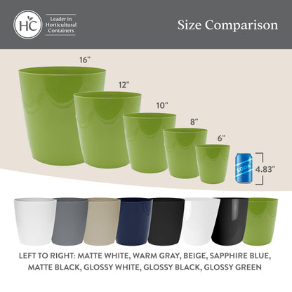 The HC Companies Aria Round Self-Watering Pot - Lightweight Plastic Planter for Herbs & More - Durable Plant Pots for Indoor Plants & Outdoor Plants (8" Glossy Black, Pack of 2)