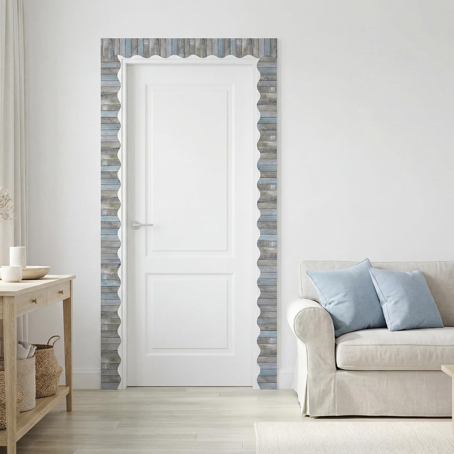 Tenceur 120 Feet Bulletin Board Borders Wooden Pattern Straight Rolled Border Trim Wood Straight for Classroom Schools Office Decoration(Gray Blue)