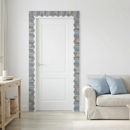 Tenceur 120 Feet Bulletin Board Borders Wooden Pattern Straight Rolled Border Trim Wood Straight for Classroom Schools Office Decoration(Gray Blue)