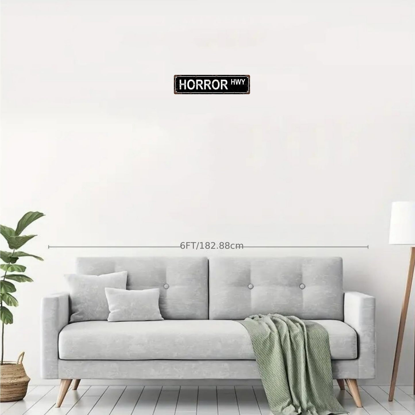 HORROR HWY BOOKSHELF Metal Tin Street Sign Bar Cafe Garage Cave Home Room Wall Bathroom Farmhouse Garden Porch Patio Decor, 16 x 4 Inch
