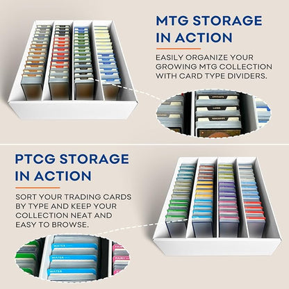 Fageverld 2-Pack Trading Card Storage Box, 3200 Count Cardboard 4 Row Card Box for MTG TCG Baseball Sports Cards Collection, Top loader Storage Boxes, includes Card Dividers & Stoppers
