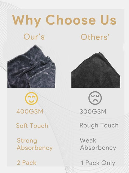 IEDASING'S CHOICE Dog Towel 2 Pack Super Absorbent Quick Drying Microfiber Towel Soft for Dog Bath & Puppy Grooming, Multi-Use, Grey