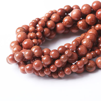 32PCS 12MM Natural Gold Sand Stone Beads Energy Healing Beads for DIY Jewelry Bracelet Necklace Making for Jewelry Making15Inch