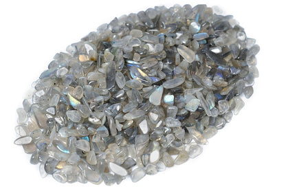 ZenQ 1 lb Gray Moonstone Tumbled Stone Chips Crushed Natural Crystal Quartz Pieces