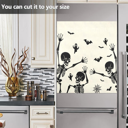 Halloween Skeleton Dishwasher Magnet Cover Panel,Skull Ghost Magnetic Dishwasher Covers Refrigerator Sticker Decal Halloween Decorative Washing Machine Cover for Home Kitchen,23x26in