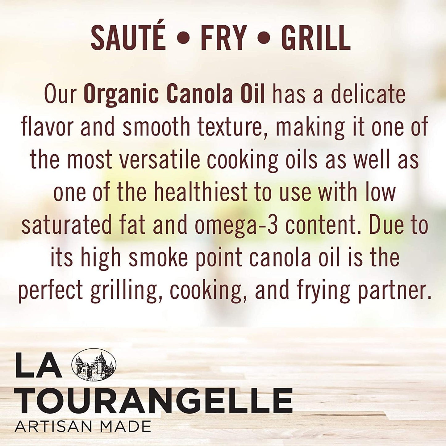 La Tourangelle, Organic Canola Oil, Expeller-Pressed Non-GMO Canola Seeds, Pesticide and Chemical Free, High Heat Neutral Cooking Oil, 16.9 Fl Oz
