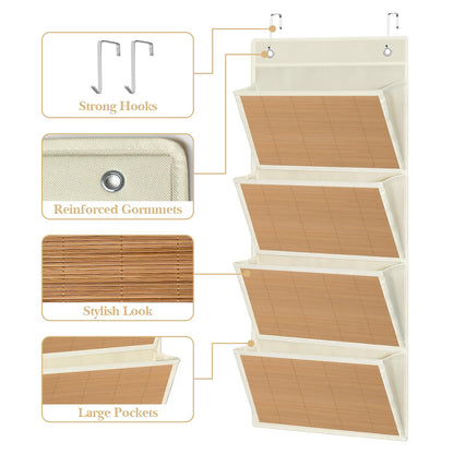 VERONLY Over the Door File Organizer - Hanging Wall Mounted File Folders Storage with 5 Extra Large Pockets for Home, 0ffice, Classroom,Chart Papers, Files, Letters,Planner, Documents (Beige)